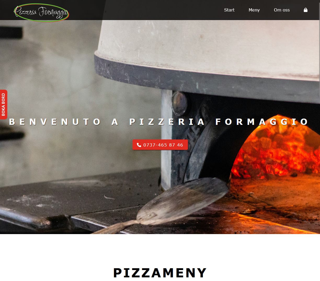 screenshot of my pizzeria webpage project